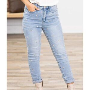 Judy Blue STARRY EYED Blue Skinny Fit Cotton Stretch Denim Jeans